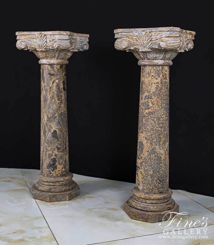 Marble Bases  - Giallo Marrone Marble Cornithian Pedestal - MBS-202